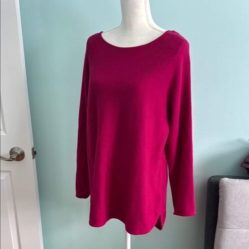 Michael Kors L Vibrant Pink Long Sleeve Sweater Gold tone zipper